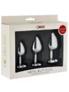 Kalp Mücevherli Çelik Anal Plug 3'lü Set