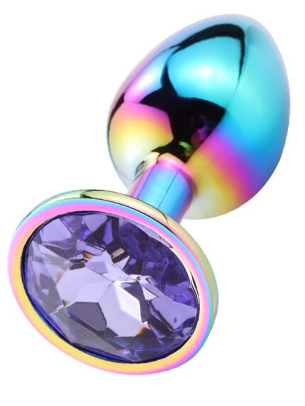 Parlak Çok Renkli Büyük Boy Taşlı Çelik Anal Plug