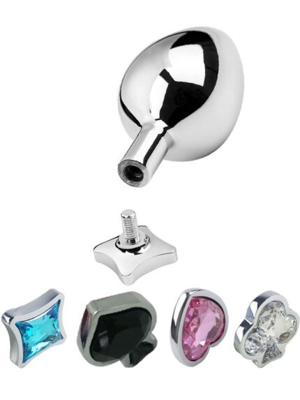 Poker Çelik Anal Plug Değiştirilebilir Başlıklı Set Küçük Boy