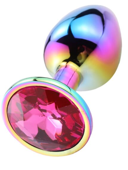 Parlak Çok Renkli Küçük Boy Taşlı Çelik Anal Plug