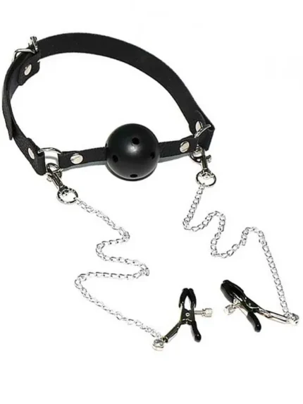 NOXXX Extreme Delikli Ağız Topu ve Göğüs Klipsi