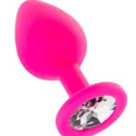Silikon Yumuşak Dokulu Taşlı Anal Plug Medium Pembe